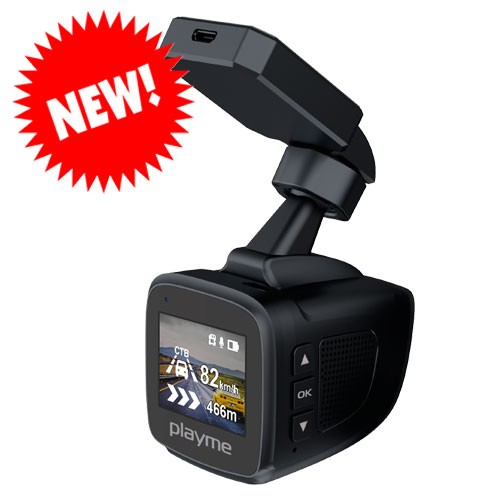Автомобильный Full HD видеорегистратор c GPS-модулем и оповещением о приближении к полицейским камерам и радарам PlayMe KVANT